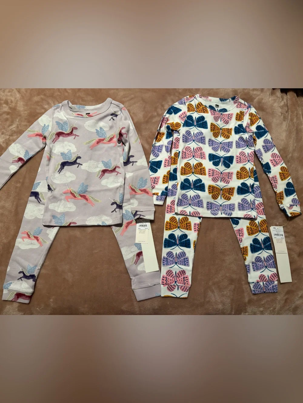 NWT Tea Collection Girls Pajama Sets Bundle, Unicorn and Butterfly, Size 4